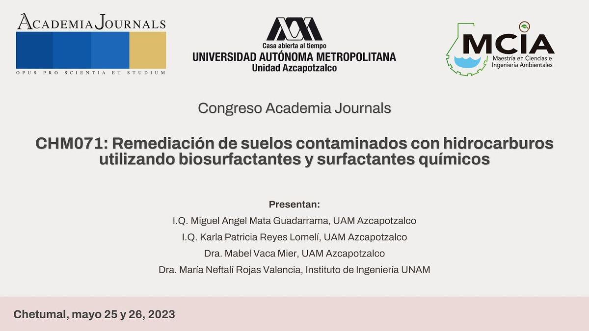 CHM071 - Remediación de Suelos Contaminados con Hidrocarburos Pesados Utilizando Biosurfactantes …