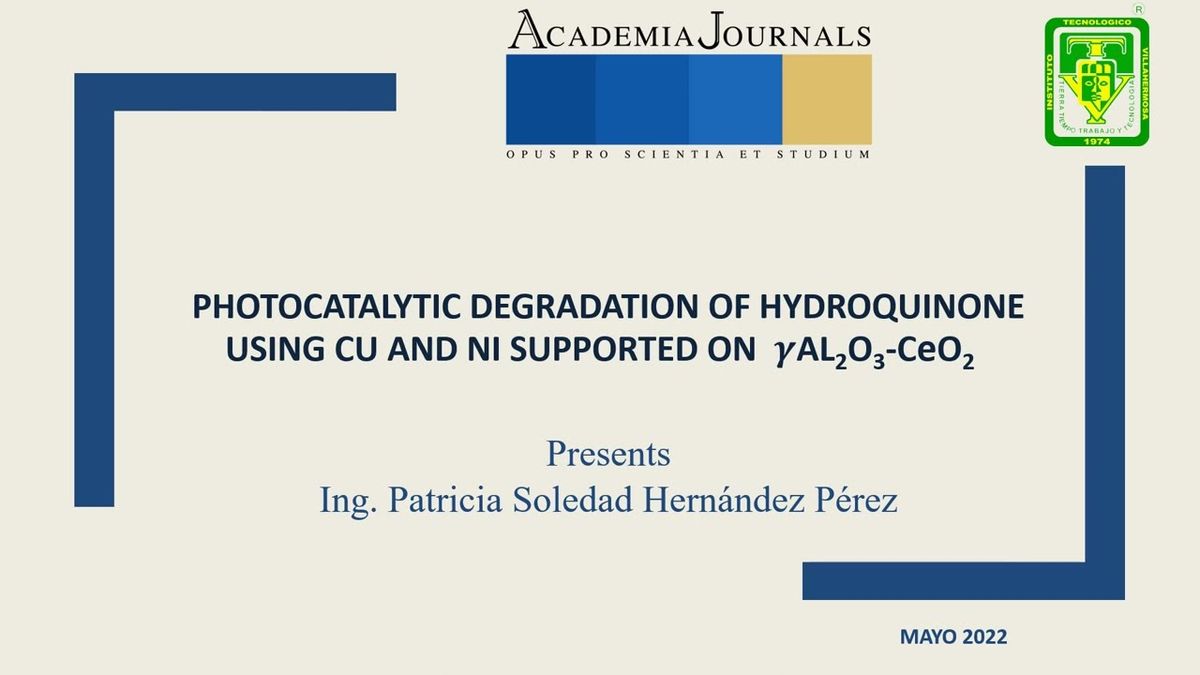 MOR125 - Photocatalytic Degradation of Hydroquinone Using Cu and Ni Supported on γAl2O3-CeO2