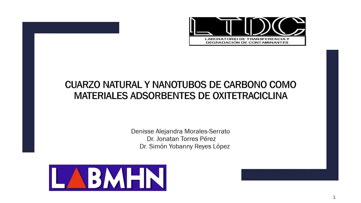 CCC-047 - CUARZO NATURAL Y NANOTUBOS DE CARBONO COMO MATERIALES ADSORBENTES DE OXITETRACICLINA