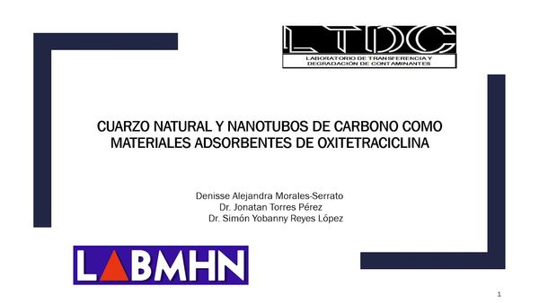 CCC-047 - CUARZO NATURAL Y NANOTUBOS DE CARBONO COMO MATERIALES ADSORBENTES DE OXITETRACICLINA