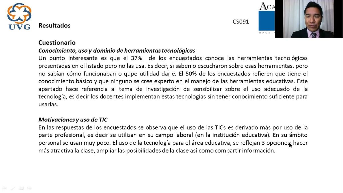 CS091 - Tecnología Educativa: una Herramienta para Uso en la Asignatura Presencial