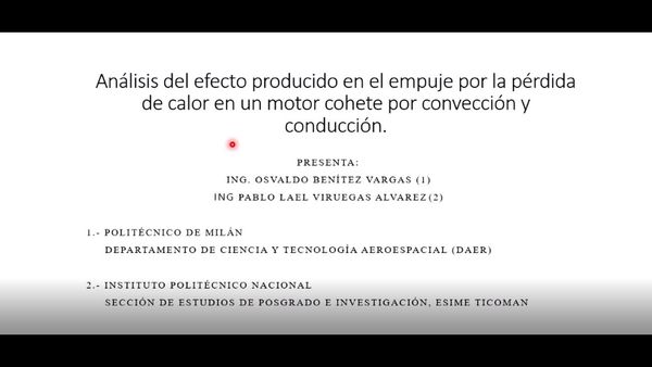 CLY346 - Análisis del Efecto Producido en el Empuje por la Pérdida de Calor en un Motor Cohete po…