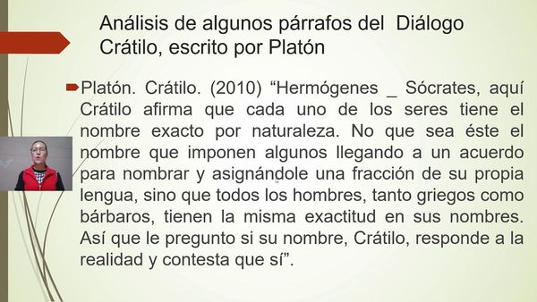 F063 - Las palabras expresan lo que las cosas son en el Crátilo de Platón