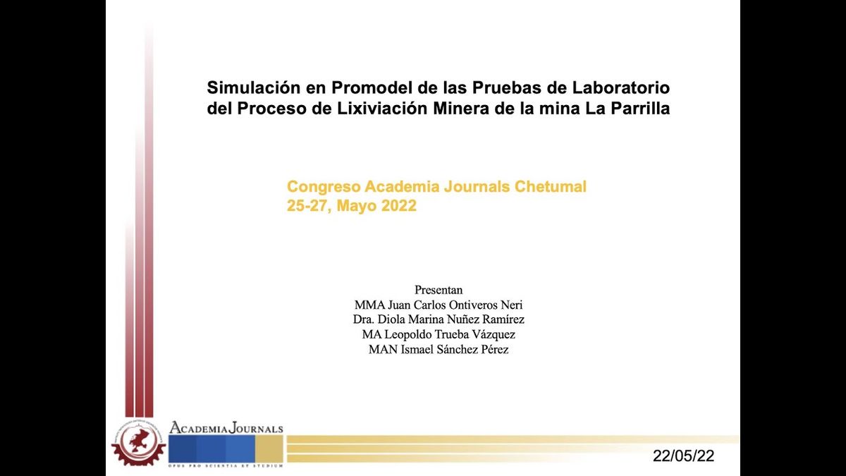 CHE063 - Simulación en ProModel de las Pruebas de Laboratorio del Proceso de Lixiviación Minera d…