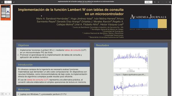 NOV103- Implementación de la función Lambert W con tablas de consulta en un microcontrolador # In…