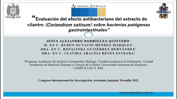 F075 - Evaluación del efecto antibacteriano del extracto de cilantro (Coriandrum sativum) sobre ba…