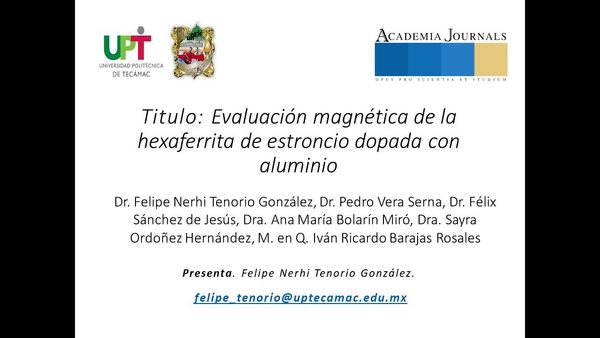 CCC-325 - EVALUACIÓN MAGNÉTICA DE LA HEXAFERRITA DE ESTRONCIO DOPADA CON ALUMINIO