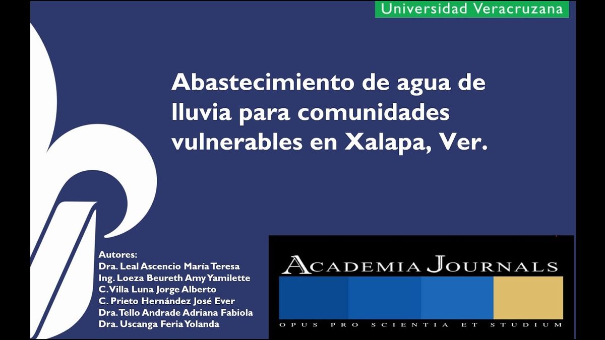 HID306 - Abastecimiento de Agua de Lluvia para Comunidades Urbanas Vulnerables en Xalapa, Ver.