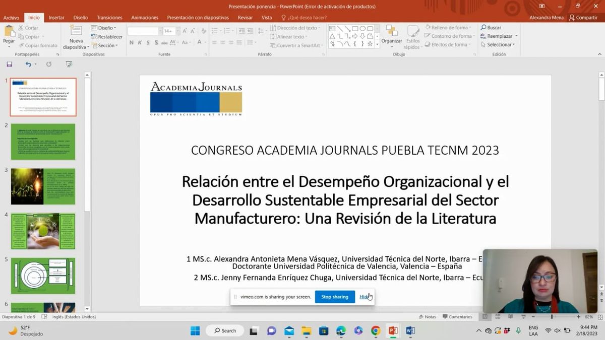 ITP137 - Relación entre el Desempeño Organizacional y el Desarrollo Sustentable Empresarial del …