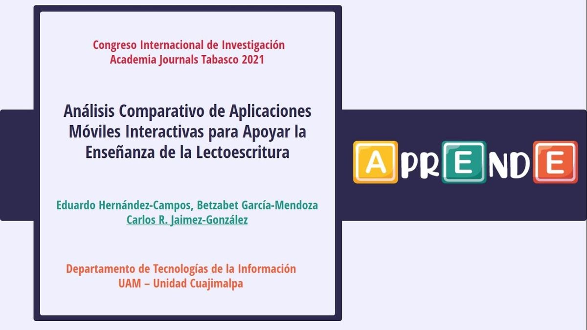 TAB009 - Análisis Comparativo de Aplicaciones Móviles Interactivas para Apoyar la Enseñanza de l…