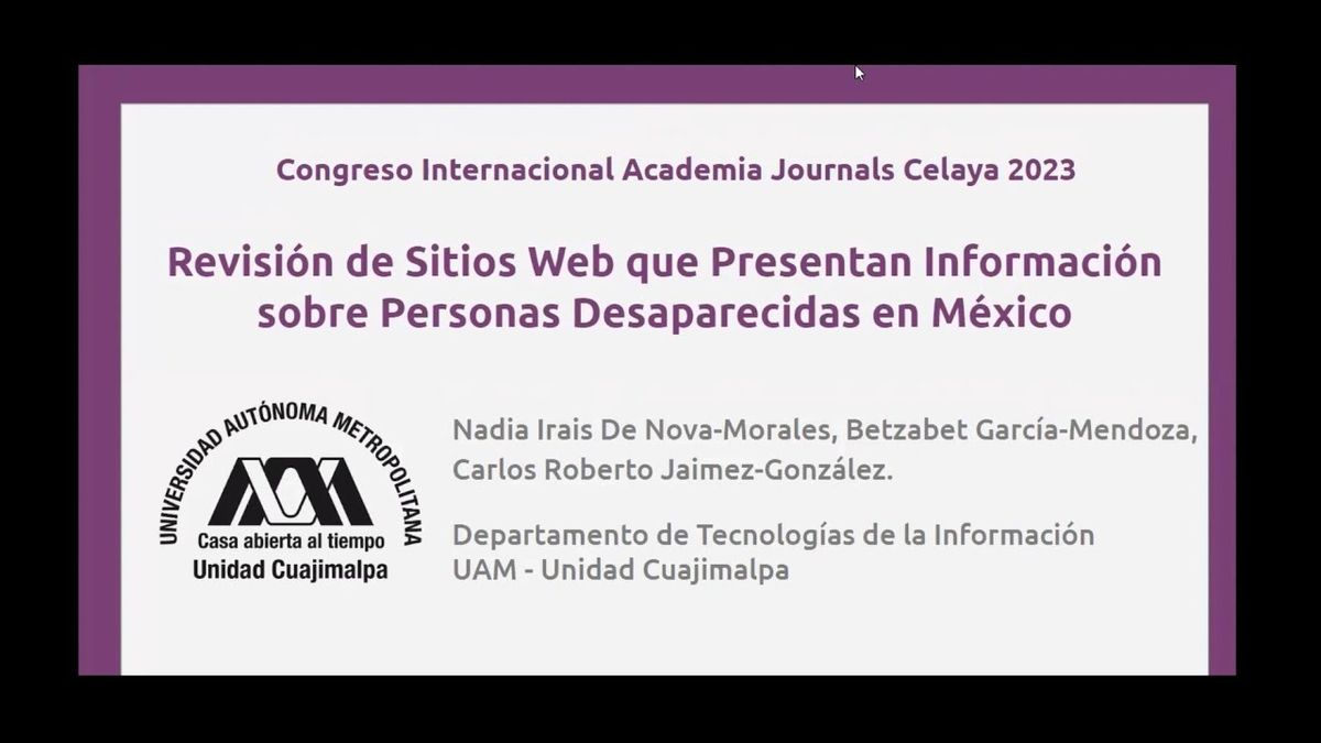 CYA042 - Revisión de Sitios Web que Presentan Información sobre Personas Desaparecidas en México