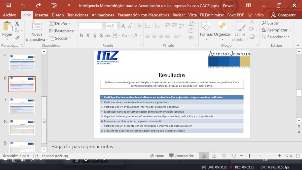 CMX277 - Inteligencia Metodológica para la Acreditación de las Ingenierías con CACEI