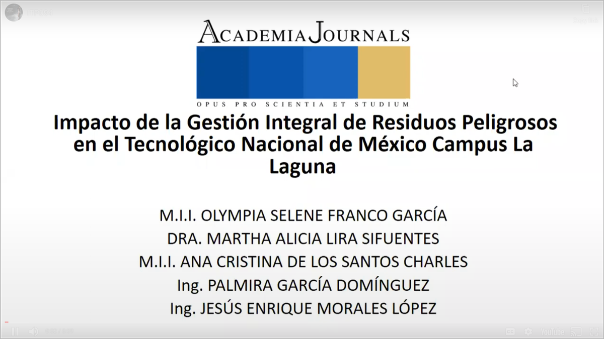 ITP094 - Impacto de la Gestión Integral de Residuos Peligrosos en el Tecnológico Nacional de Mé…