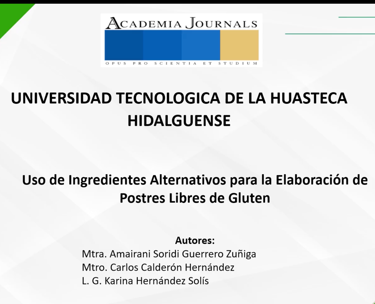 INT009- Uso de ingredientes alternativos para la elaboración de postres libres de gluten # Integra…