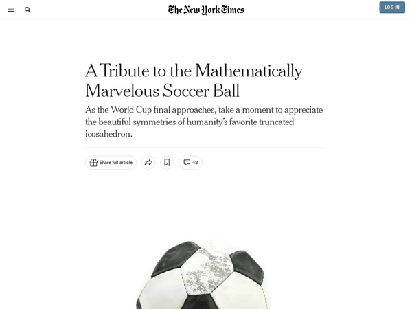A Mathematical Tribute to the Soccer Ball - The New York Times