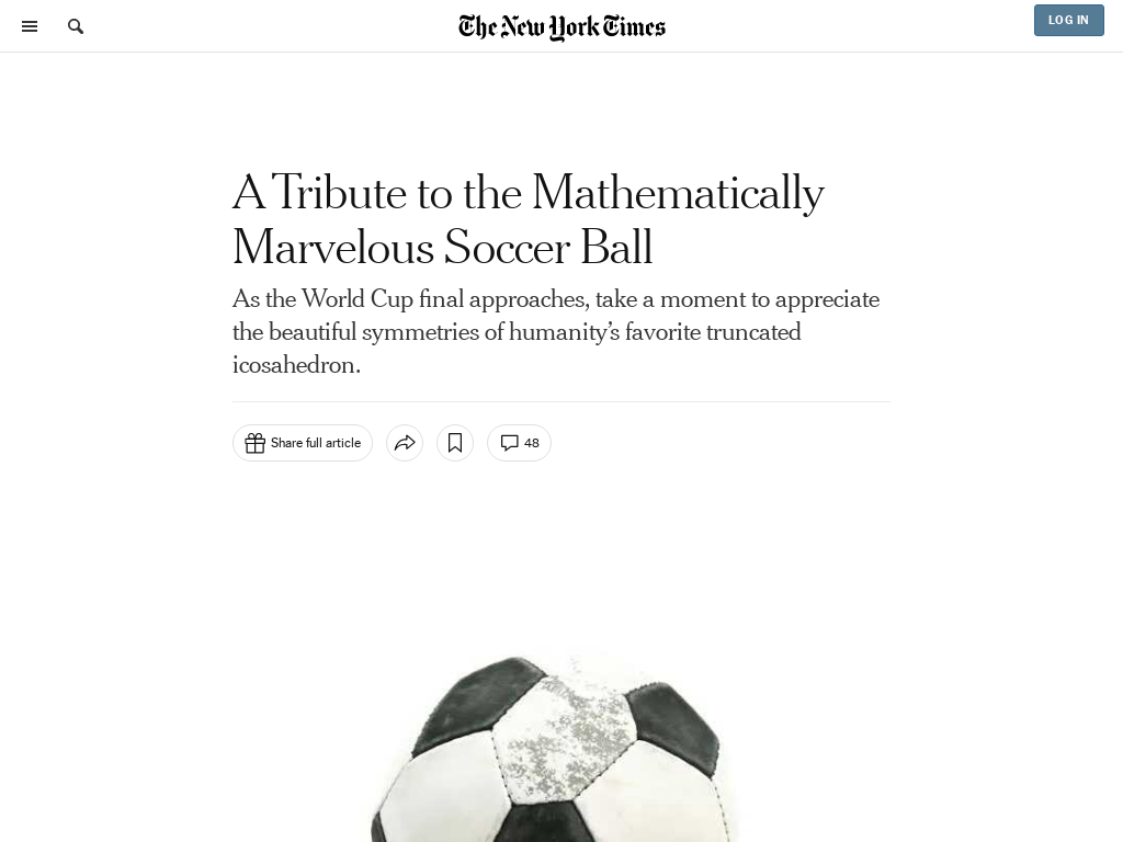A Mathematical Tribute to the Soccer Ball - The New York Times