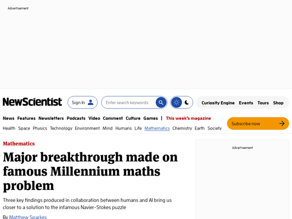 Major breakthrough made on famous Millennium maths problem | New Scientist
