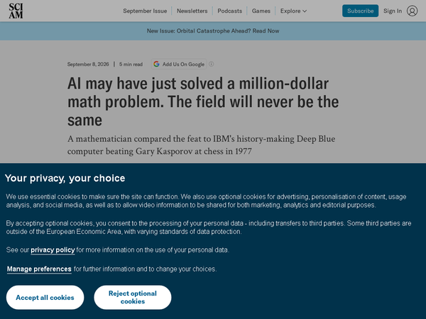 AI may have just solved a million-dollar math problem. The field will never be the same | Scientifi…