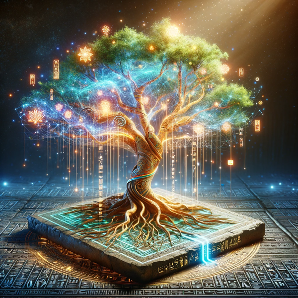 DALL·E 13.40.39 - A tree of knowledge, with roots grounded in ancient Egyptian