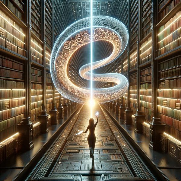 DALL·E 13.41.20 - Refined image of an infinite library with enhanced depth and