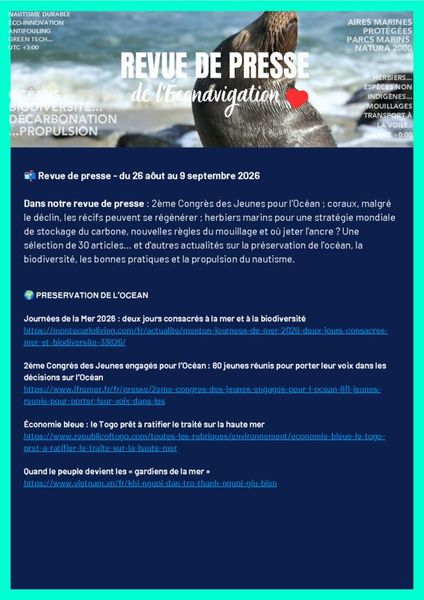 Revue de presse du 26 août au 9 septembre 2026
