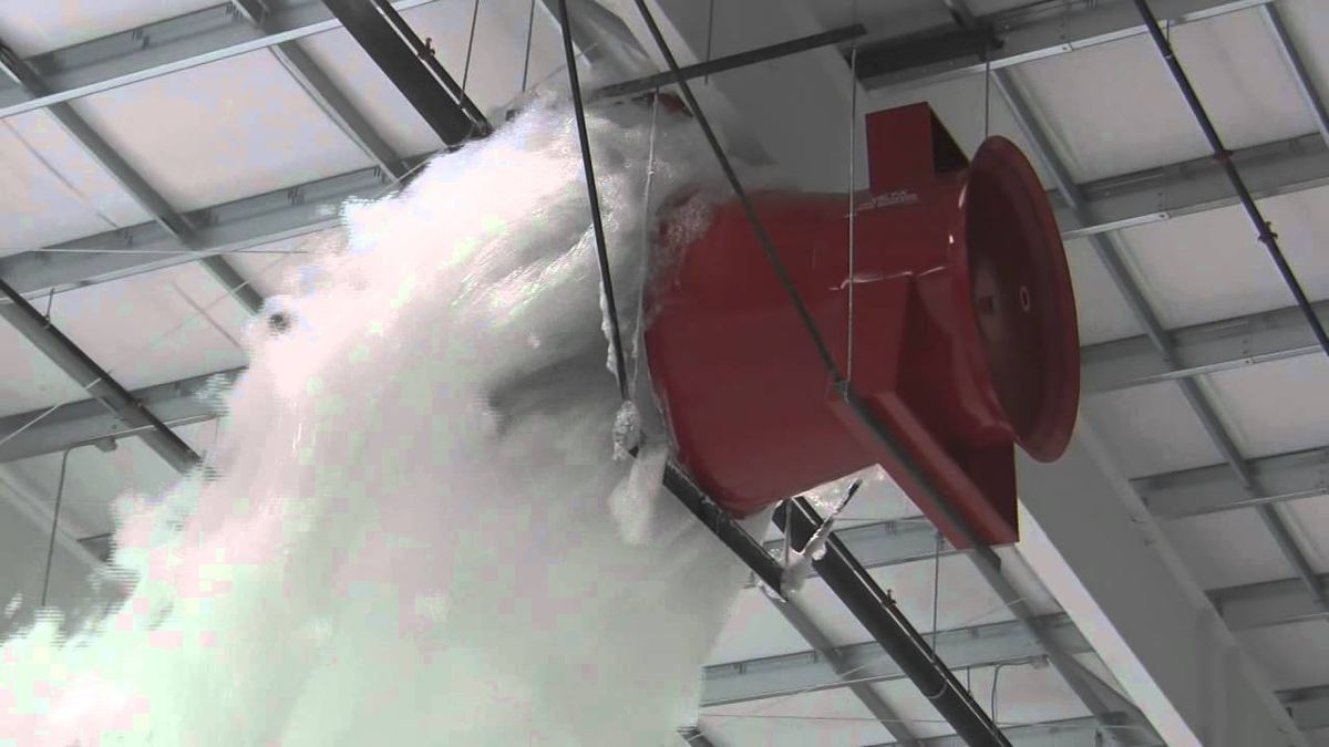 Aircraft Hangar Foam Fire Suppression Test - Prince George.wmv