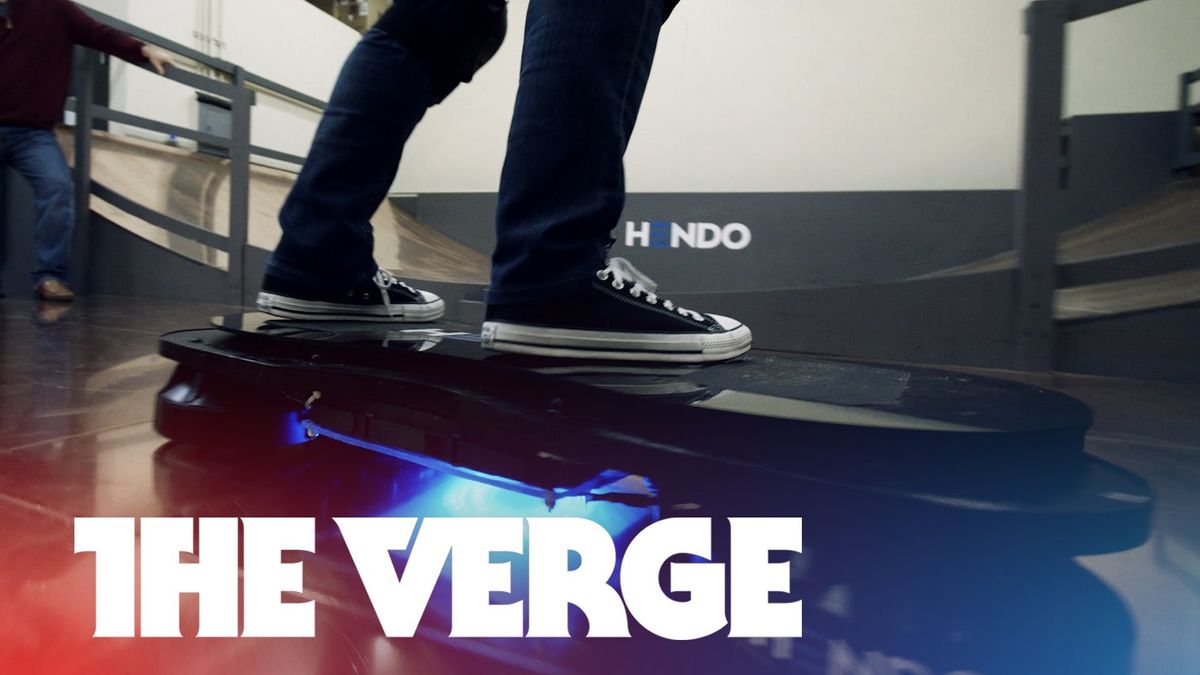 Riding the Hendo hoverboard