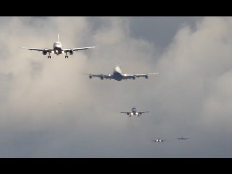 London Heathrow Approach Time-Lapse B747, A340, B777 ...