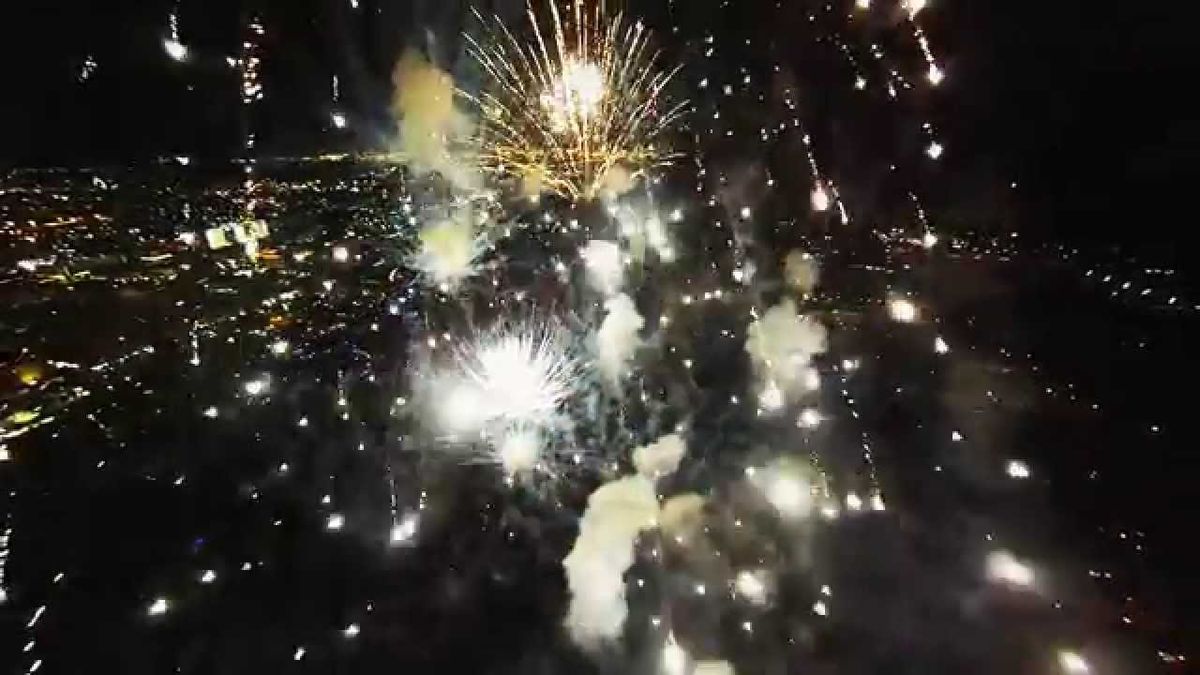 Fireworks filmed with a drone - YouTube