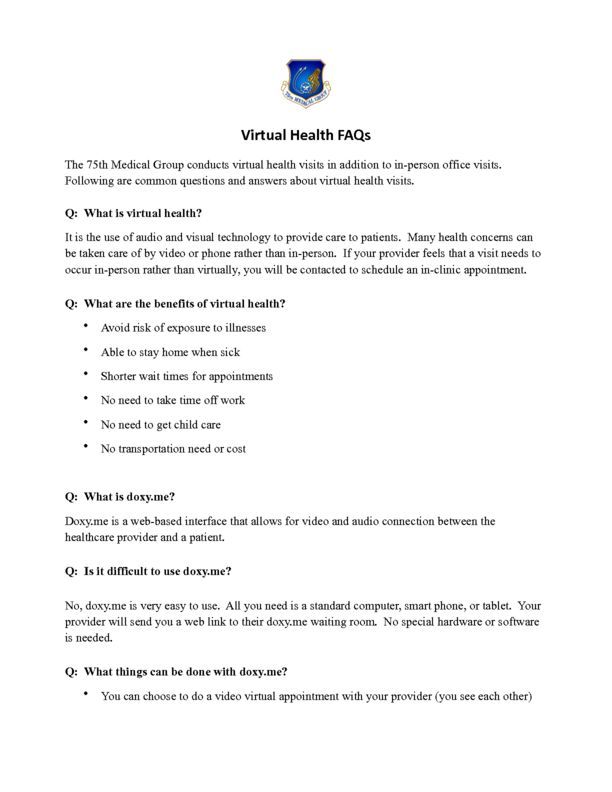 Virtual Health FAQs