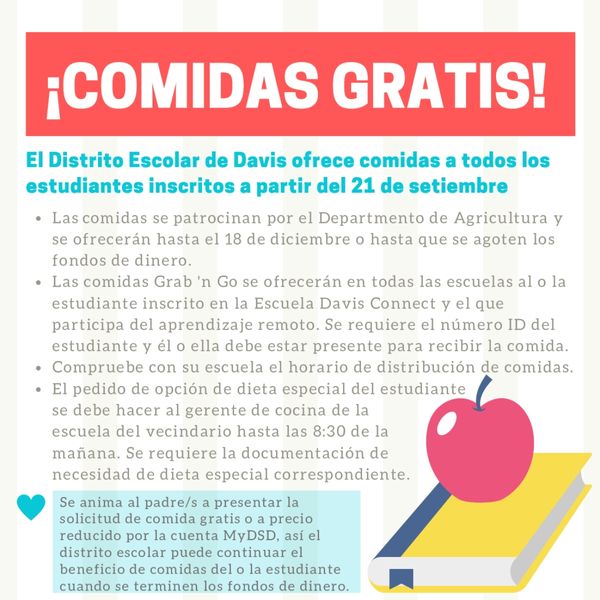 Davis School District Free Meals (Espanol)