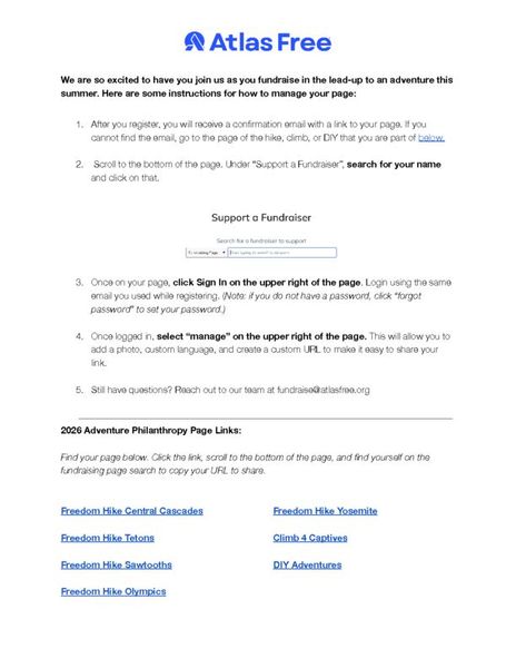 Manage your Fundraising Page