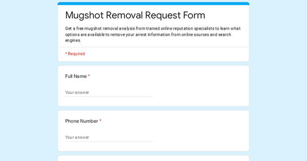Mugshot Removal Request