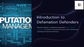 Defamation Defenders Internet Reputation Management Presentations Channel