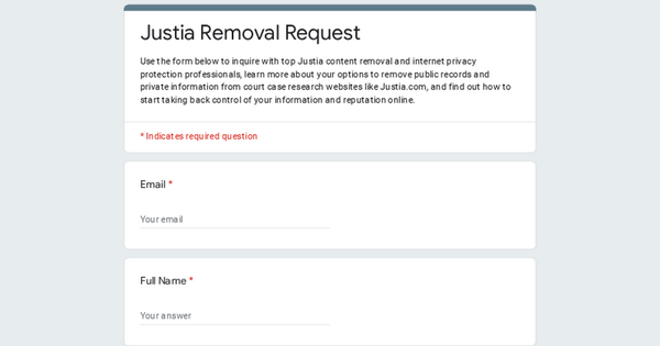 Justia Removal Request