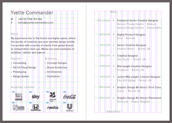 Yvette Commander CV 2022 - CMYK - Grid and Layout