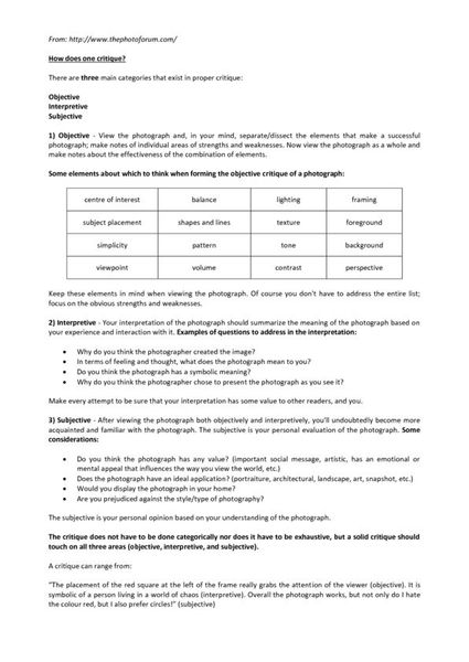 How Does One Critique