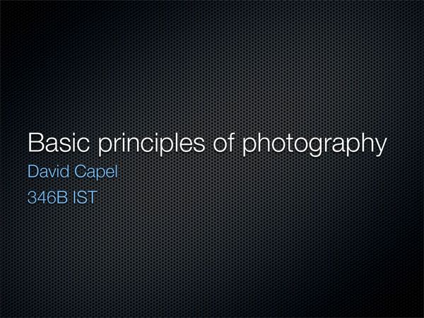 Basic Principles of Photography
