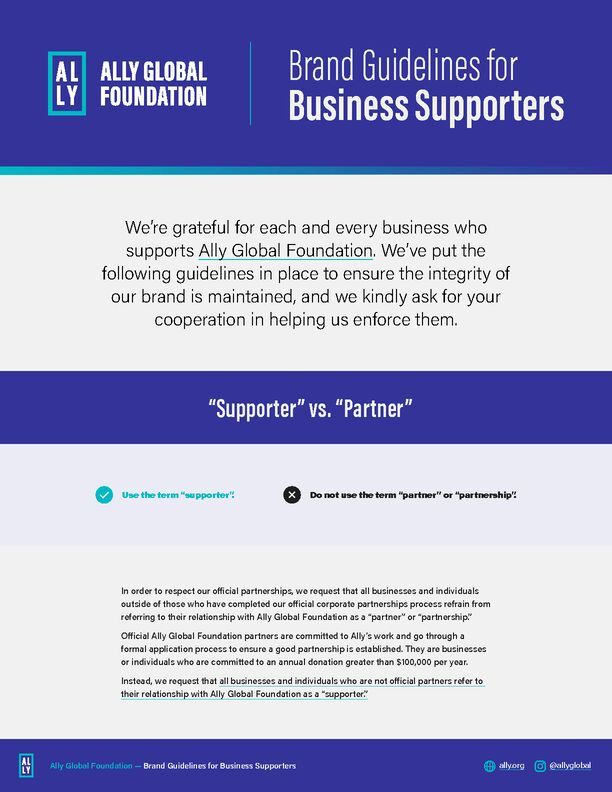Guidelines: Business Supporters
