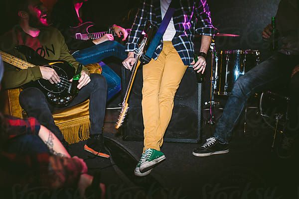 Rock Boy Band Chatting on The Stage by Luminafor Stocksy United