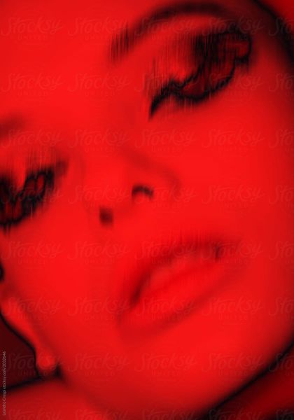 Creative elegant beauty closeup shot - red negative lights effect