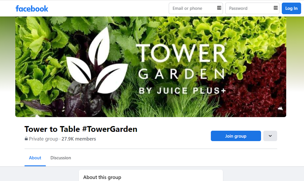 Tower Garden - Grupo de Facebook