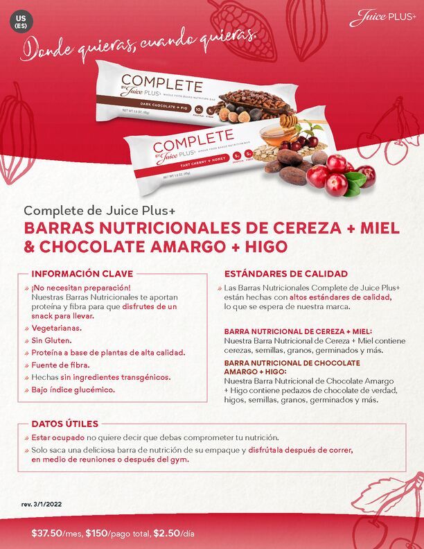 Hoja de Hechos - Barras Nutricionales