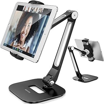 AboveTEK Support de tablette à bras long en aluminium, support de bureau pliable pour iPad, suppor…