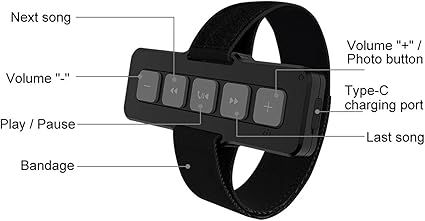 Télécommande BT 5.0, gant étanche IPX4 grand bouton contrôleur pour téléphones iOS Android, c…