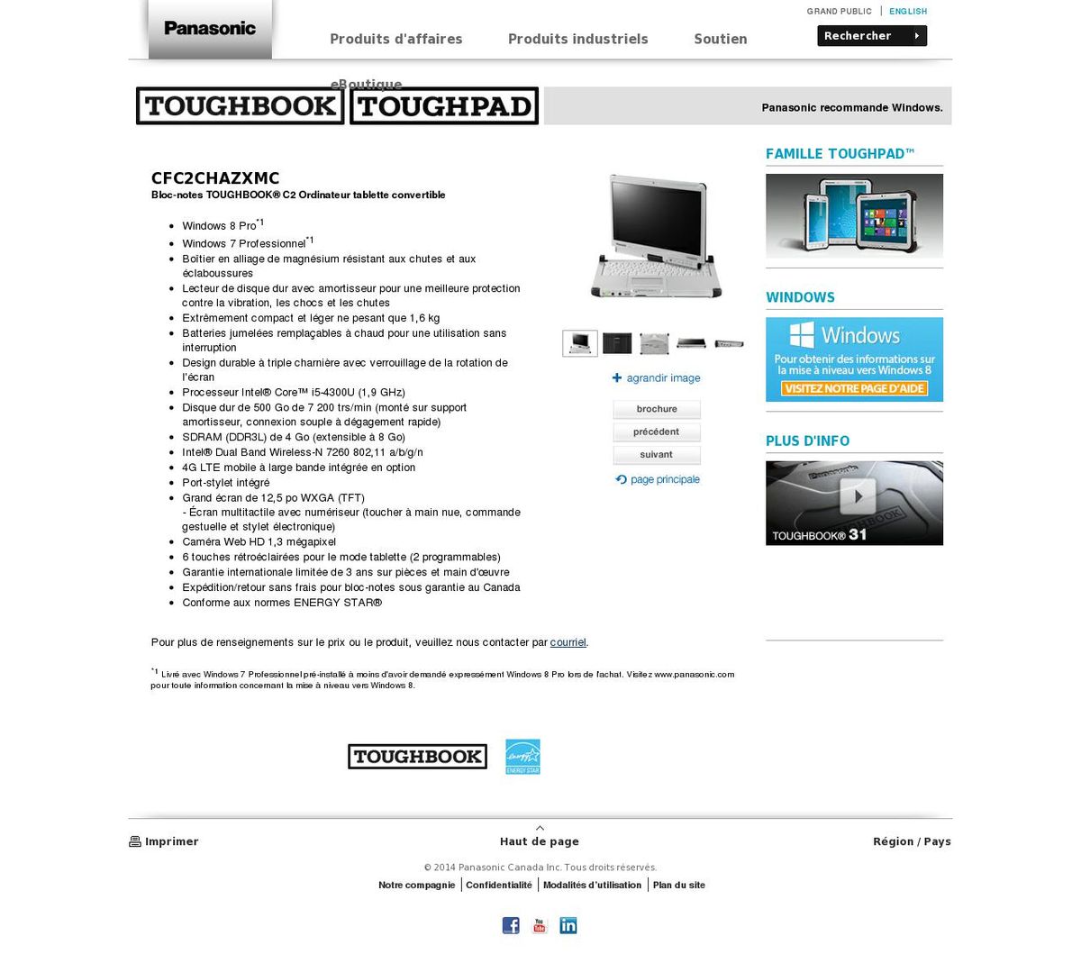 Bloc-notes TOUGHBOOK® C2 Ordinateur tablette convertible