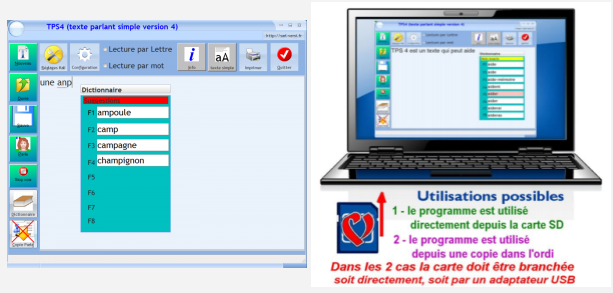 Logiciel : Texte Parlant Simple, version 4