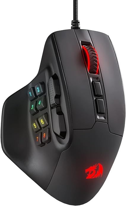 Redragon M811 Aatrox MMO Gaming Mouse, 15 Programmable Buttons Wired RGB Gamer Mouse w/Ergonomic Na…