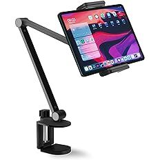 Support iPad - Long bras en aluminium - Support de tablette pour bureau, pivotant à 360° - Suppor…