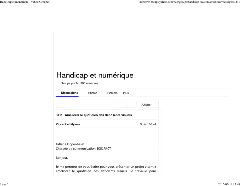 Handicap et numérique - Yahoo Groupes